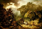 Philippe Jacques landscape with carriage in a storm Spain oil painting artist